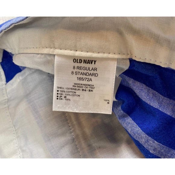 Old Navy Chino Shorts Womens 4” Casual Inseam Flat Front Blue Striped Sz 8 Blue - Picture 11 of 12